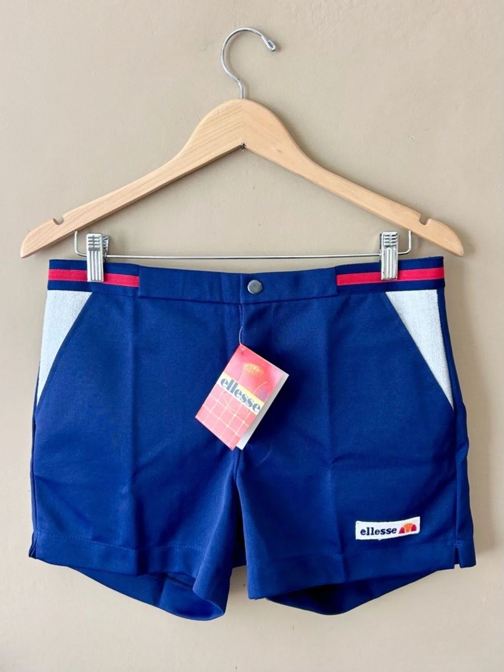 Vintage 70s 80s Ellesse Blue Tennis Shorts GOAT Terry Size 34 NWT Dead Stock New